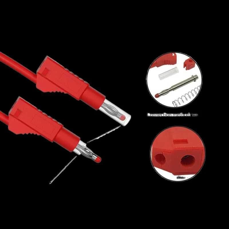 مكونات الكترونية JZDZ 4mm Banana Plug Safety Retractable Stackable Solder In line assembly Test leads connectors Red #HH1 | Banana Plug