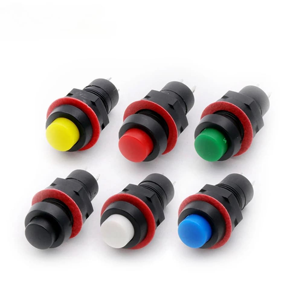 مفتاح ضغط بلاستيك 10 ملم DS-211-DS-213 أسود 1A 125VAC | Push Button Switch