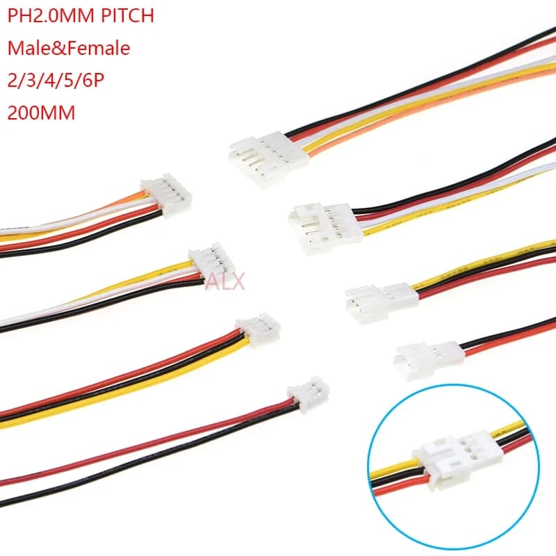 كابل توصيل JST PH2.0 بـ 6 دبابيس 200 ملم 26AWG | 6-Pin JST PH2.0 Connector Cable