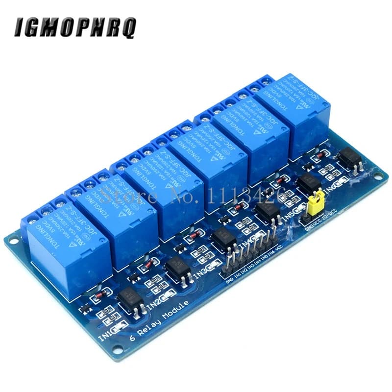 مقطم ريلاي 6 قناة 5V مع إضاءة GXEA0381-001 | 6 Channel Relay Module