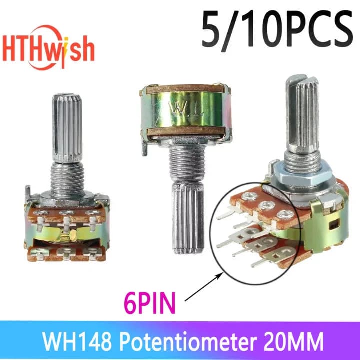 مقاومة متغيرة WH148 بعدد 6 أقطاب وقيمة 2K | Potentiometer
