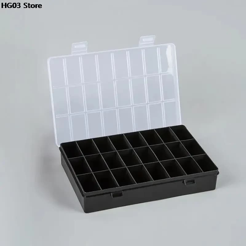 صندوق تخزين بلاستيكي بـ 24 خانة مقسمة أسود | Plastic Storage Box