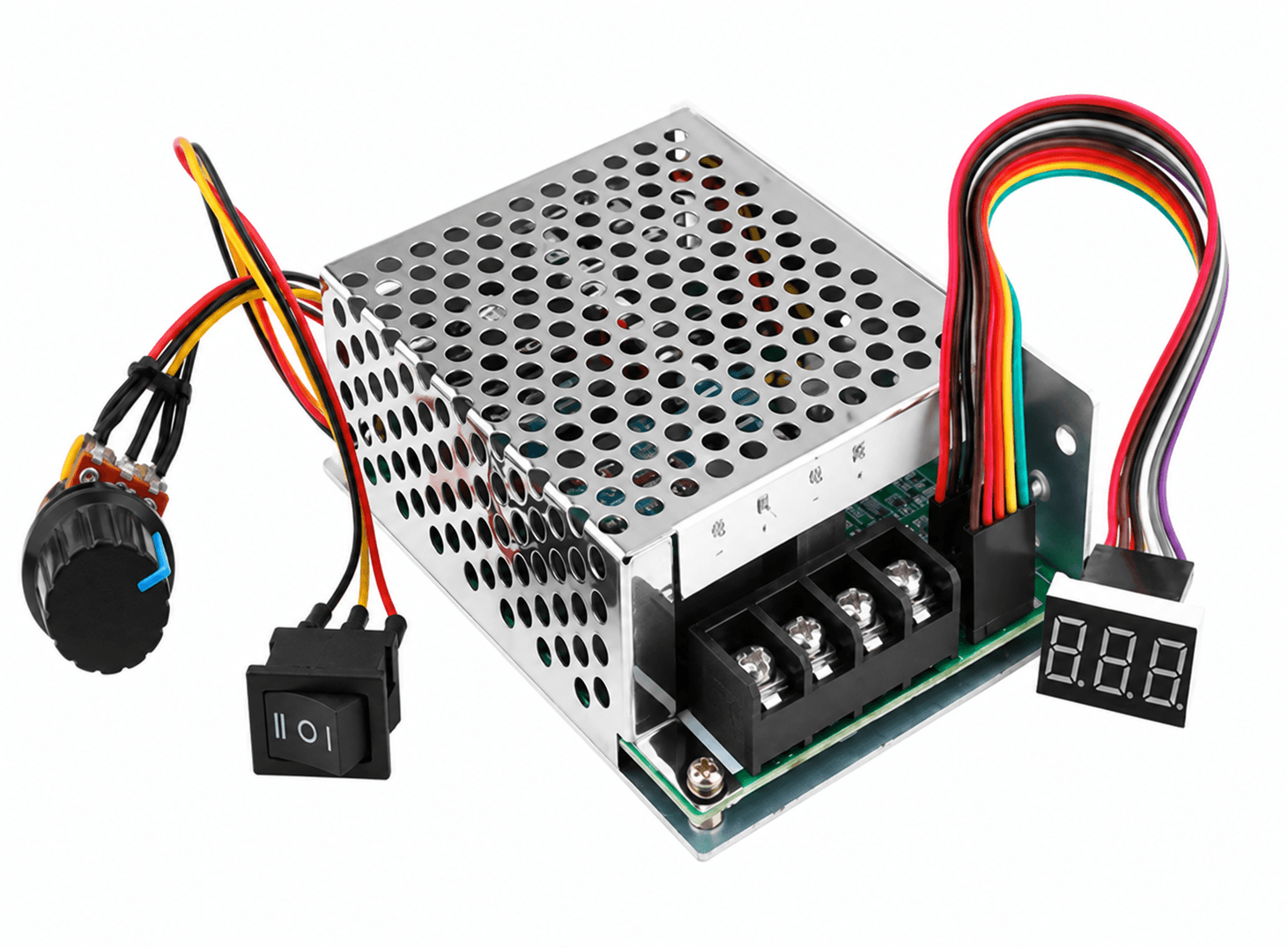متحكم سرعة محركات DC بنظام PWM من 10 إلى 50V وتيار 40A مع شاشة رقمية وعكس اتجاه | DC 10-50V 40A PWM Motor Speed Controller with LED Display, Reversible, 2000W Max