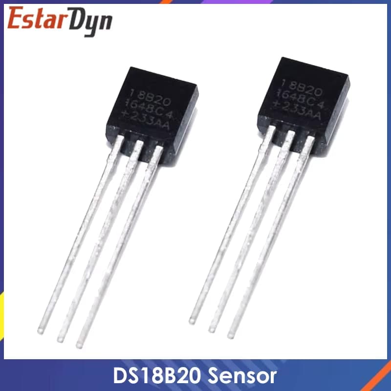 حساس حرارة رقمي DS18B20 بعلبة TO-92 وواجهة 1-Wire | DS18B20 Digital Temperature Sensor IC, TO-92, 1-Wire