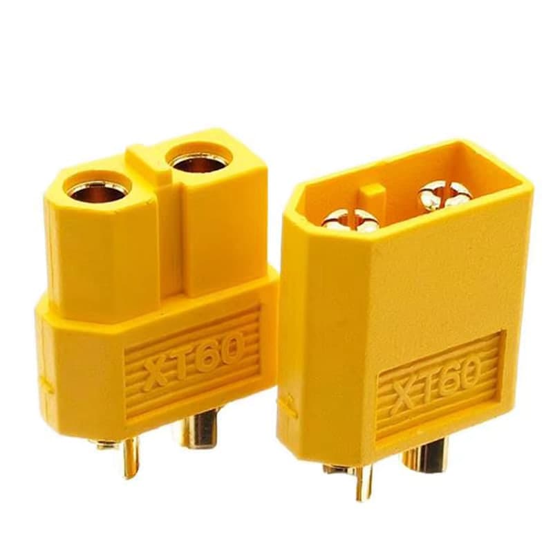 طقم موصل XT90 ذكر وأنثى لتيارات عالية حتى 90A مطلي بالذهب | XT90 Connector Set Male + Female High-Current 90A Gold-Plated