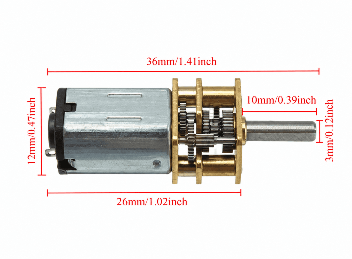 محرك تروس صغير N20 تيار مستمر 300 دورة في الدقيقة 6 فولت 12 فولت | DC Gear Motor