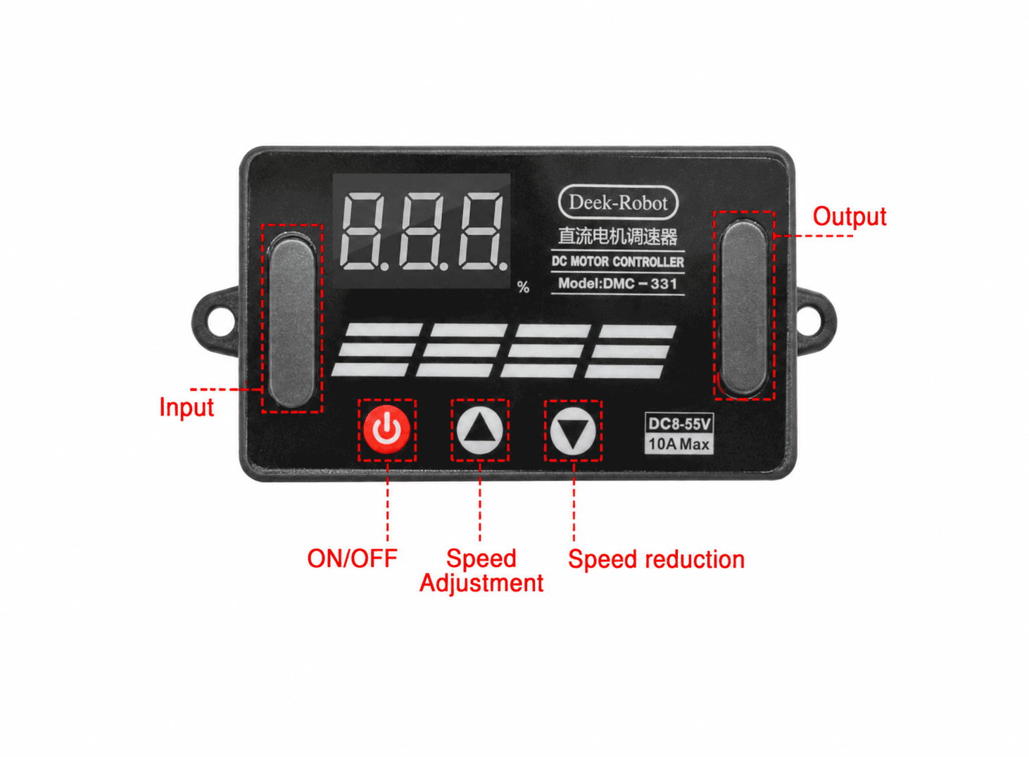 منظم سرعة محرك دي سي 8-55V 10A مع شاشة ليد رقمية 100040 | DC Motor Speed Controller