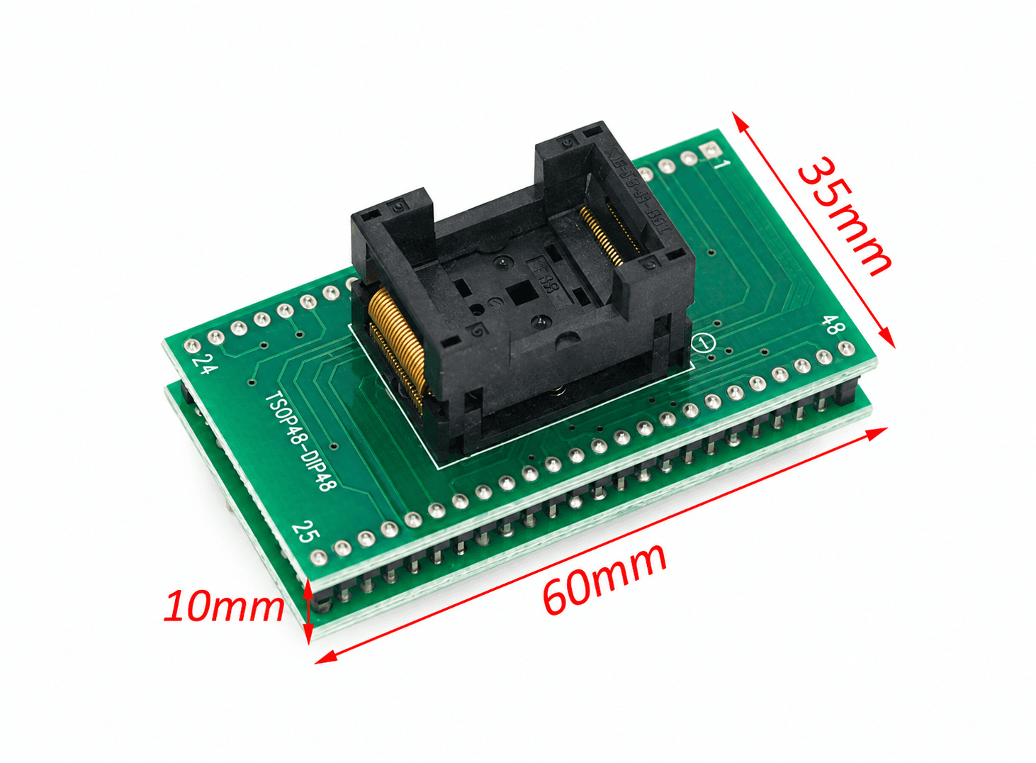 محول اختبار TSOP48 to DIP48 adapter,TSOP48 test socket 0.5mm Pitch for RT809F RT809H & Universal USB Programmer | Test Socket Adapter