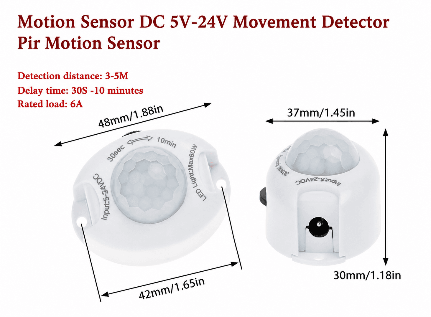 حساس حركة دي سي 5 فولت إلى 24 فولت كاشف حركة بير | DC 5V-24V PIR Motion Sensor Detector