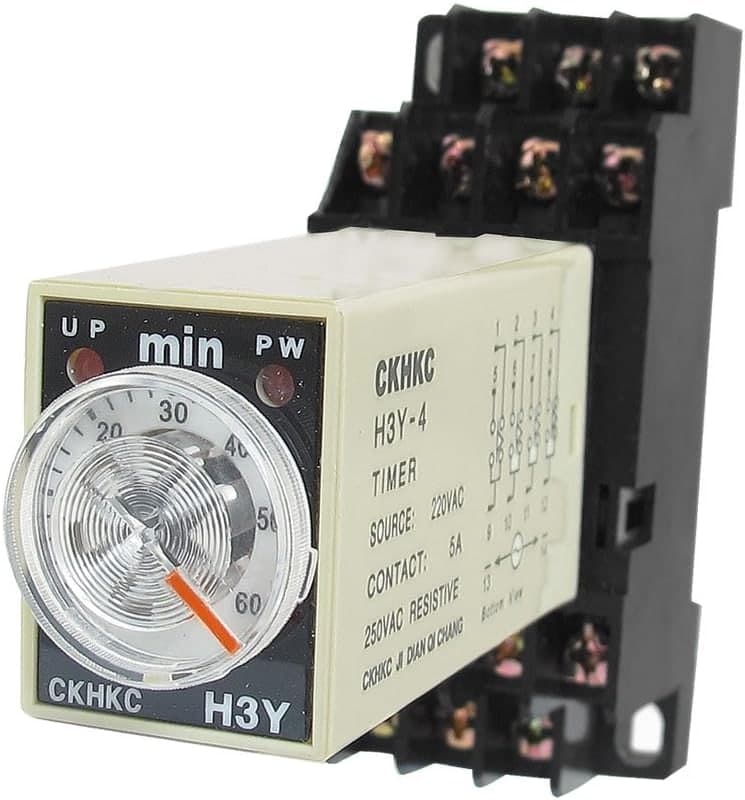 ريلاي تأخير زمني موديل H3Y-4 بفولتية 220 فولت مع قاعدة | H3Y-4 220V Timer Delay Relay with Digital Display and Socket Base