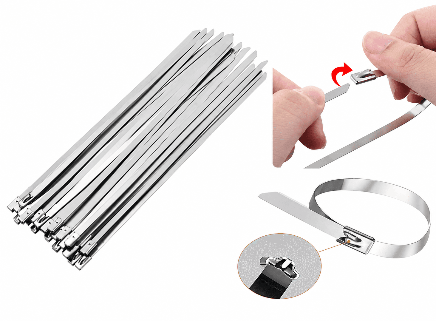 ربطات كابلات من الستانلس ستيل 20 قطعة 4.6×400 ملم | Stainless Steel Cable Ties