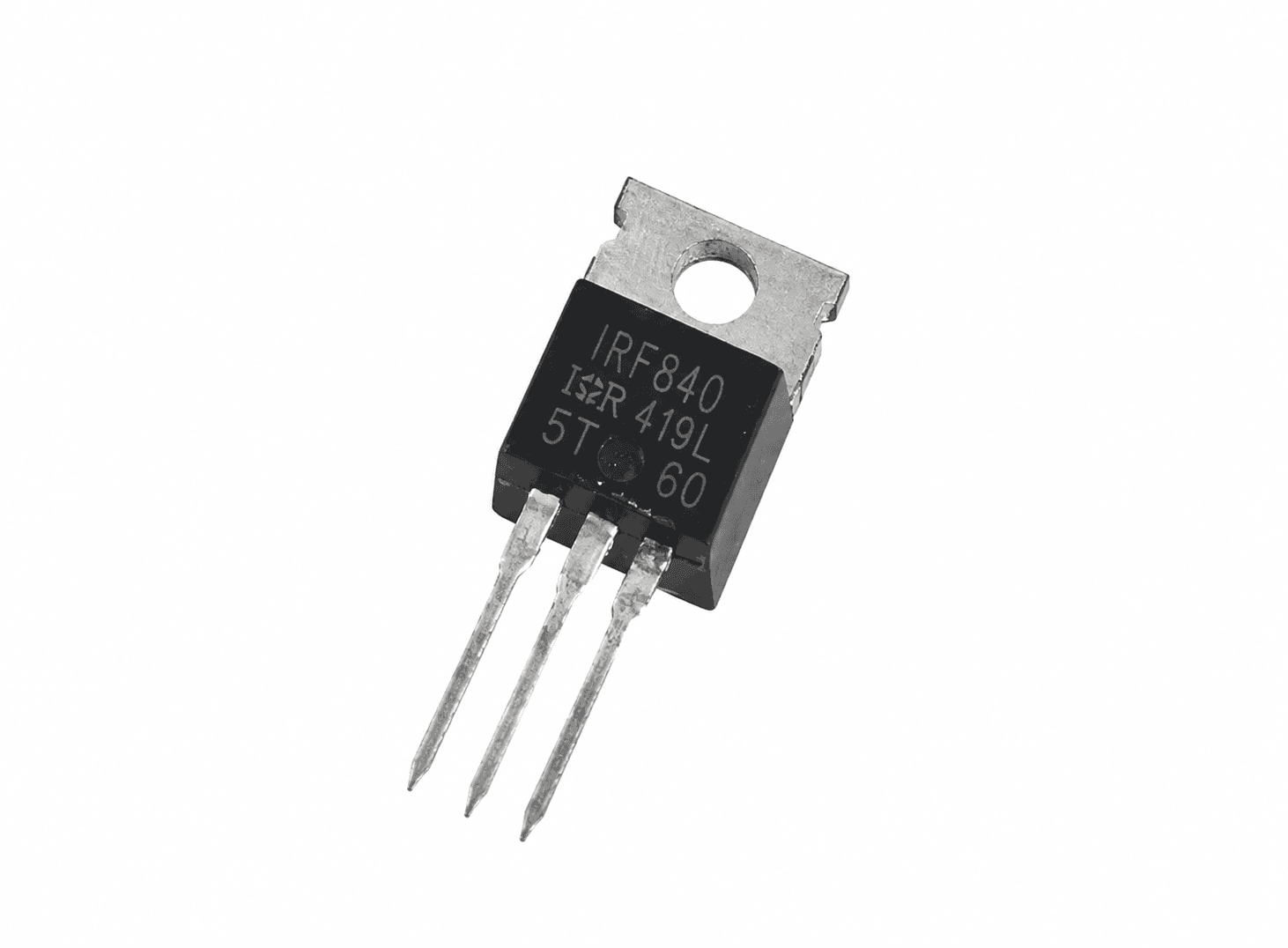 ترانزستور MOSFET قناة N موديل IRF840 بفولتية 500 فولت وتيار 8 أمبير بغلاف TO-220 | IRF840 N-Channel MOSFET, 500V 8A, TO-220-3