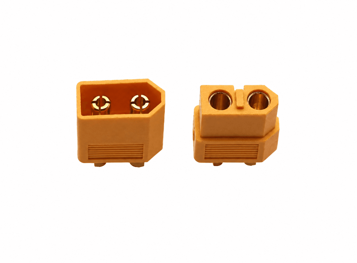 طقم موصل XT60 أصفر ذكر وأنثى مطلي بالذهب حتى 60A | XT60 Connector Pair Male + Female Yellow Gold-Plated 60A