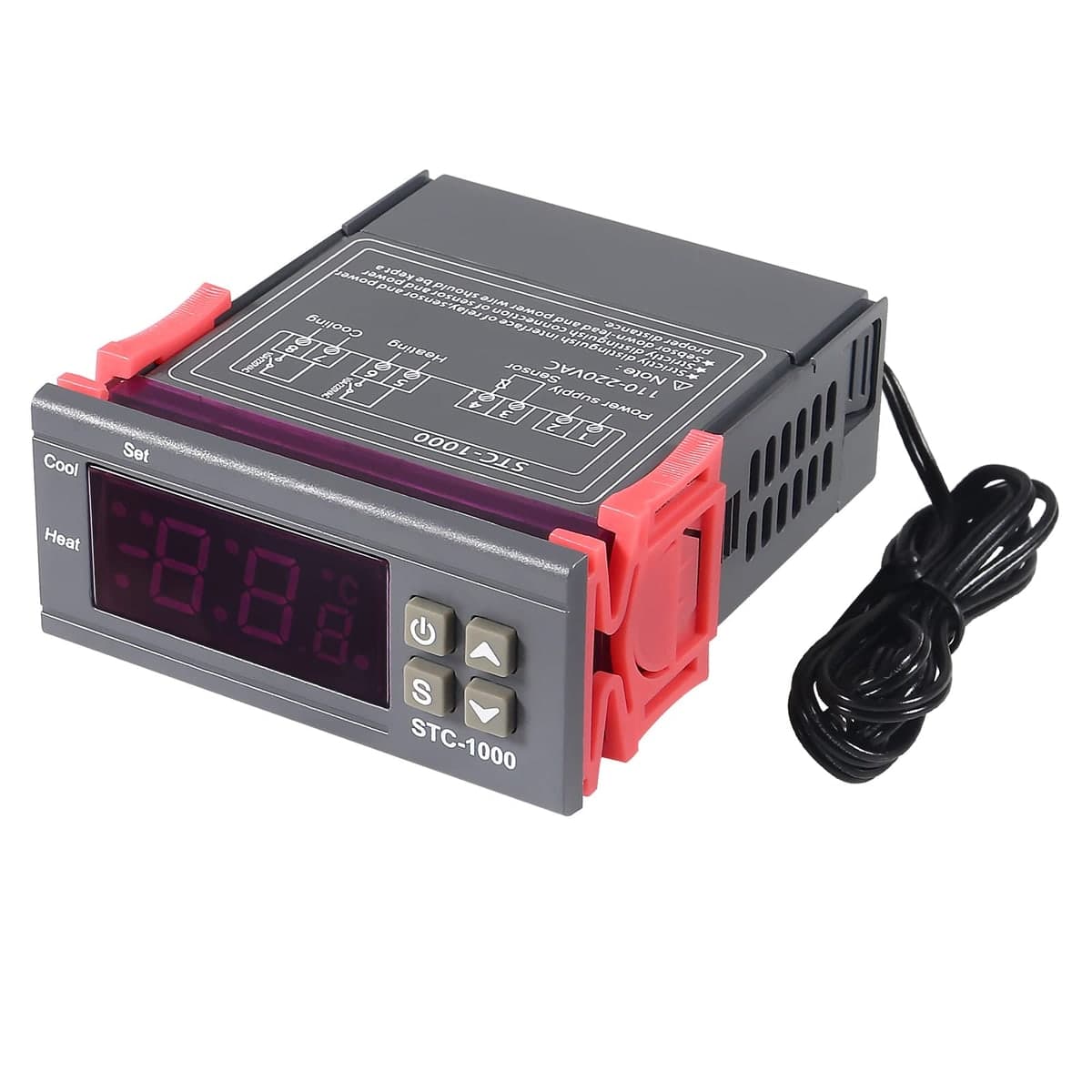 منظّم حرارة رقمي بشاشة LED بفولتية 220 فولت للتدفئة والتبريد | Digital Temperature Control Thermostat with LED Display, Heat/Cool Control, 220V