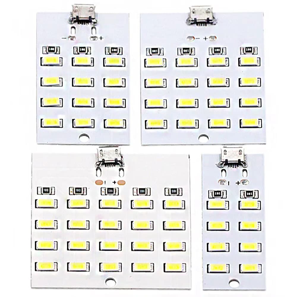 لوحة إنارة LED بعشرين ليدة 5730 تعمل على 5V بمنفذ Micro USB | 5730 SMD 5V USB LED Lighting Panel, 20 LEDs, White