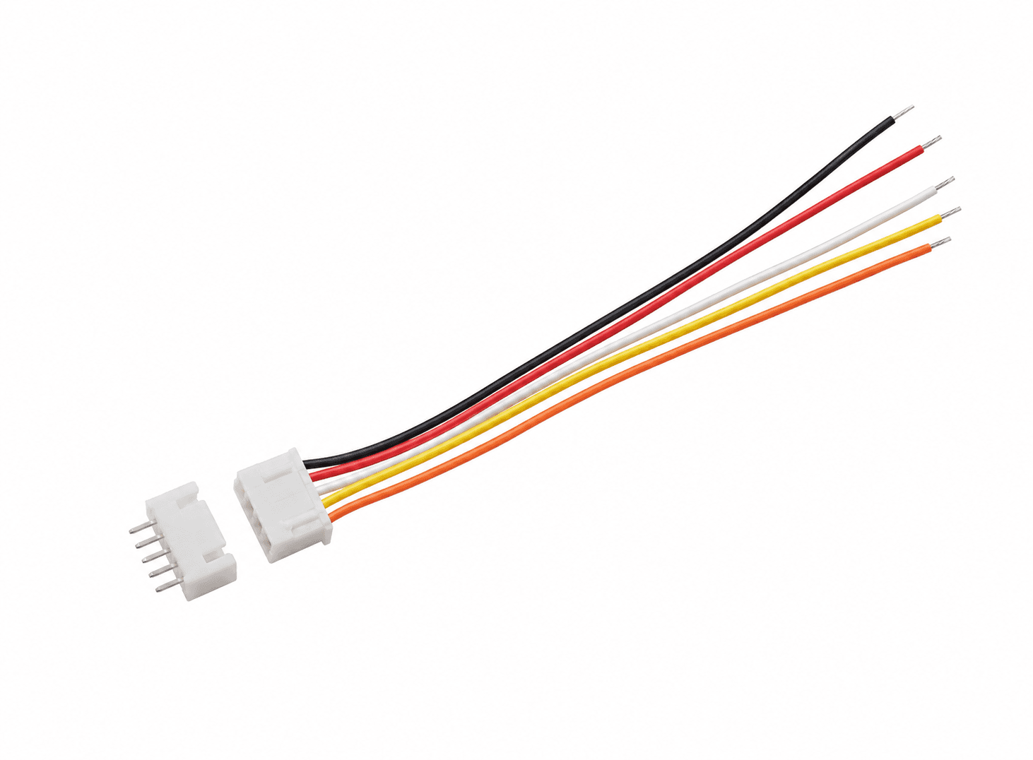 كيبل موصل JST PH2.0 بخمسة أطراف ذكر وأنثى خطوة 2.0mm بطول 200mm ومقطع 26AWG | 5-Pin JST PH2.0 Male and Female Connector Cable, 2.0mm Pitch, 200mm 26AWG