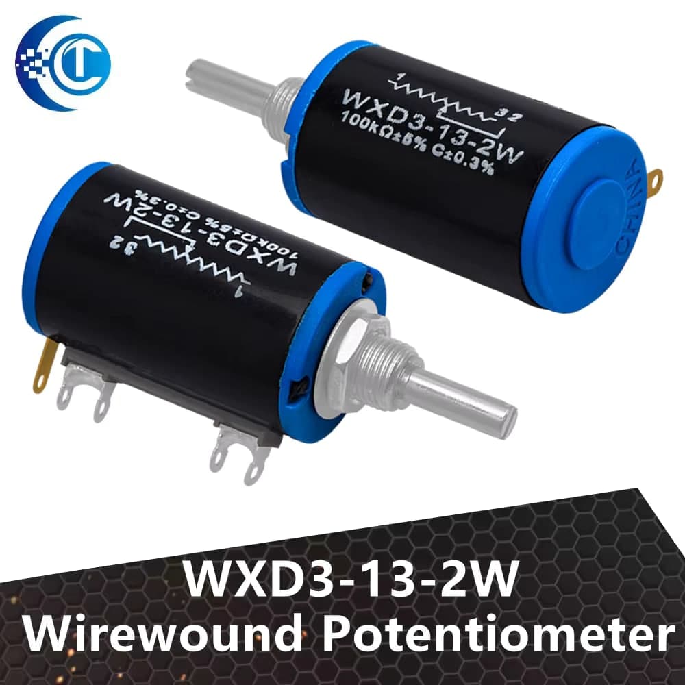 مقاومة متغيرة سلكية WXD3-13 قدرة 2W متعددة اللفات | WXD3-13 Multi-Turn Wirewound Potentiometer 2W