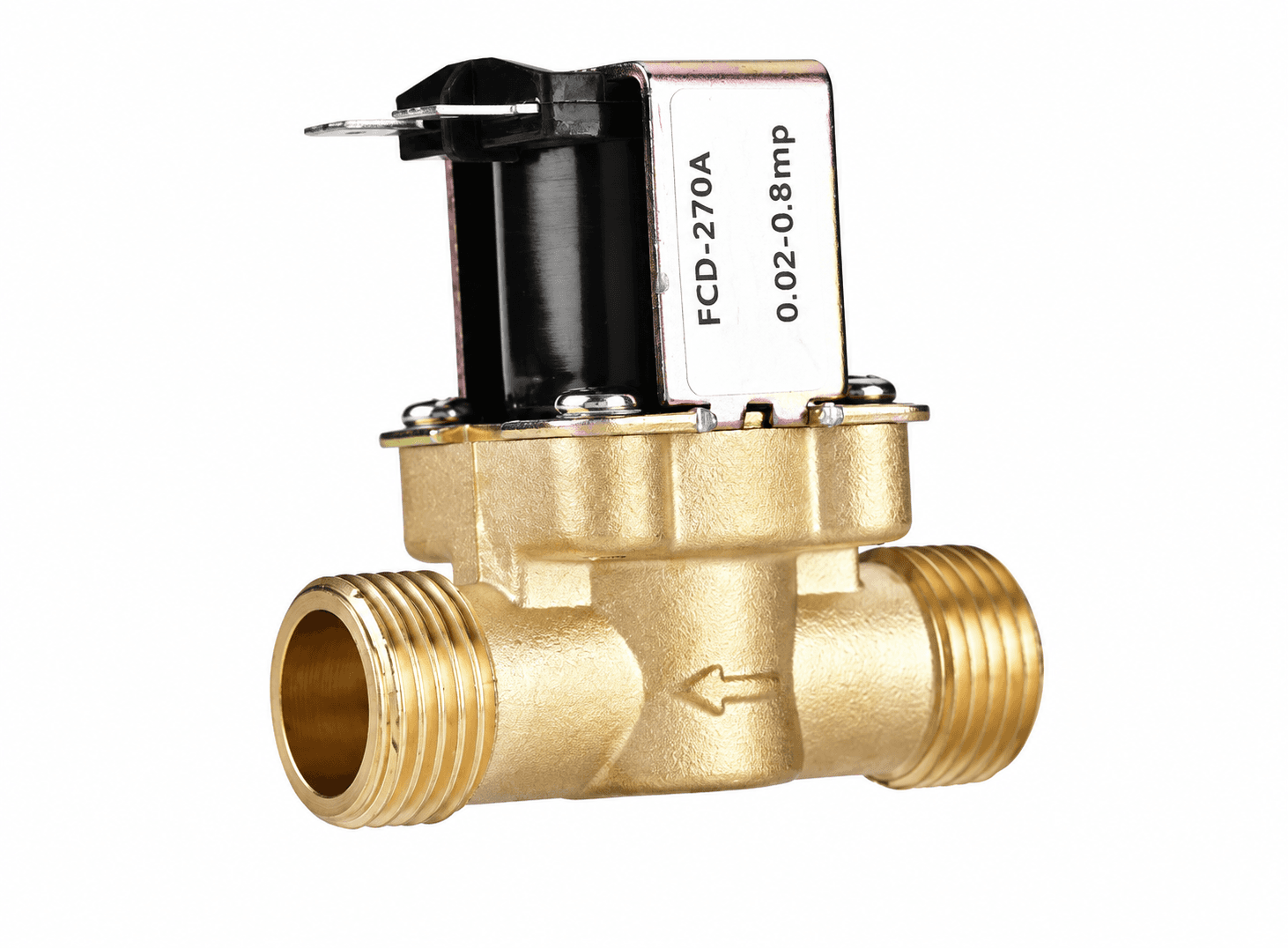 صمام ماء كهربائي نحاسي بقياس نصف إنش بفولتية 12 فولت مغلق عادة | Brass Solenoid Valve, 1/2", DC 12V, Normally Closed