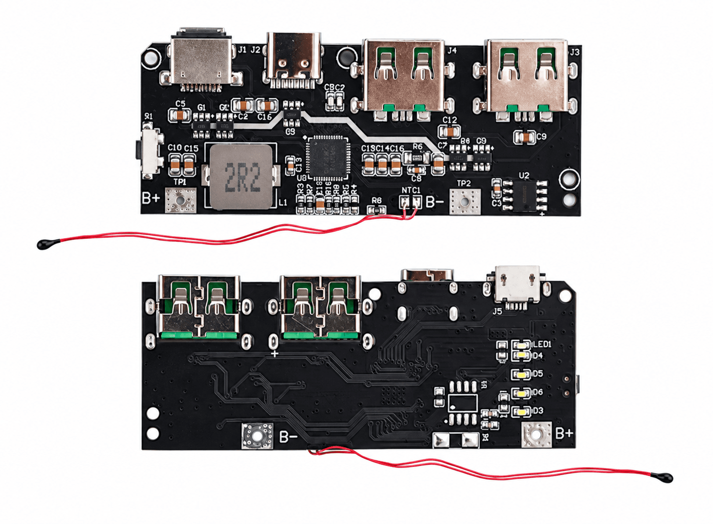 وحدة بنك طاقة بقدرة 22.5 واط تدعم QC4.0 وQC3.0 بمنفذي USB ومدخل Type-C | 22.5W QC4.0/QC3.0 Dual USB 5V 4.5A Power Bank Charging Module for 18650, Micro/Type-C