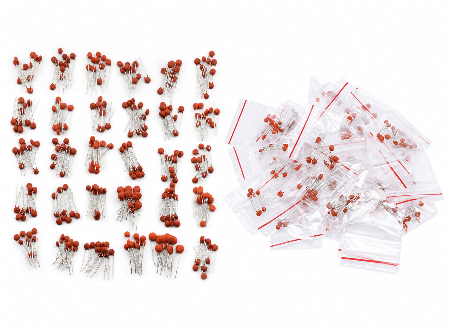 مجموعة مكثفات سيراميك 300 قطعة 2PF إلى 0.1UF (30 قيمة × 10 قطع) 012682 | Ceramic Capacitor Kit