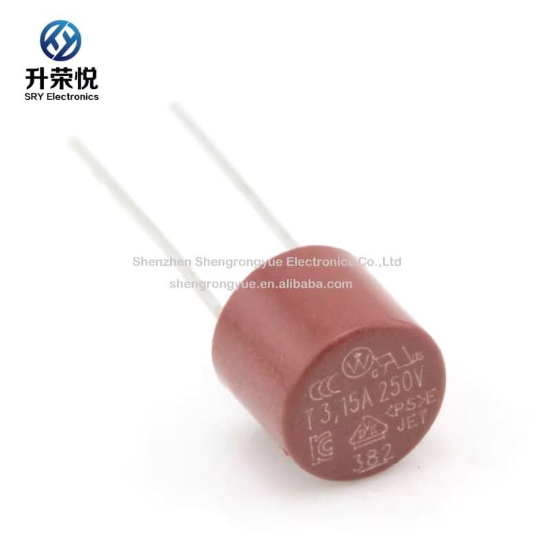 فيوز أسطواني بلاستيكي 382 بفولتية 250V | 382 Series Round Plastic Fuse 250V, Radial PCB Mount