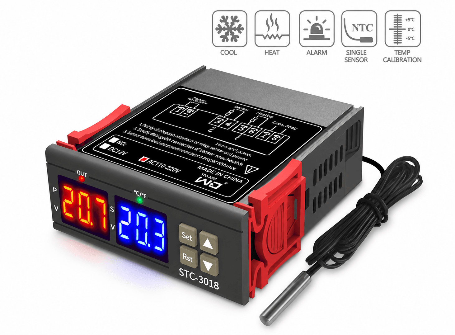 منظم حرارة رقمي بشاشة STC-3018 X13339 J9 | Digital Thermostat