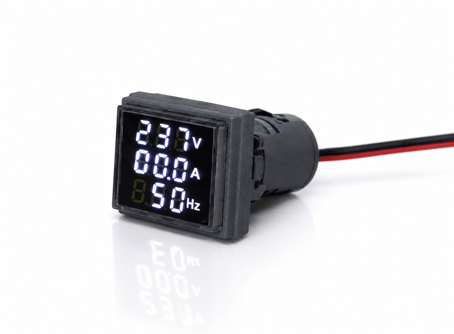فولتميتر وأميتر وتردد متر AC 60-500V 0-100A مقاس 22 ملم أبيض رقم #E 1 | Ammeter Voltmeter Frequency Meter