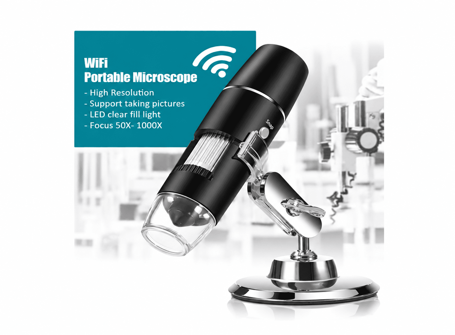 مجهر رقمي 50-1000X WIFI مع كاميرا للهواتف Android IOS وكشاف 8 LED و عدسة 2G+IR #FF XN0054 | Digital Microscope Magnifier Camera