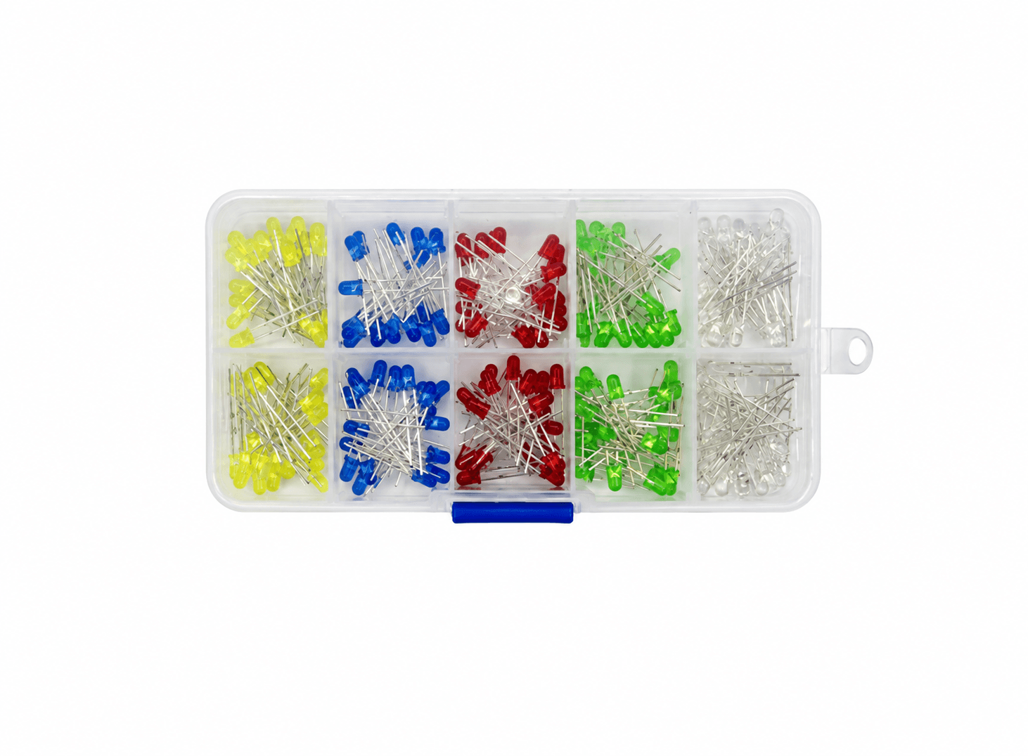 مجموعة صمامات ثنائية ليد 3 ملم 5 ألوان 200 قطعة | LED 5 Color 3mm Set Box