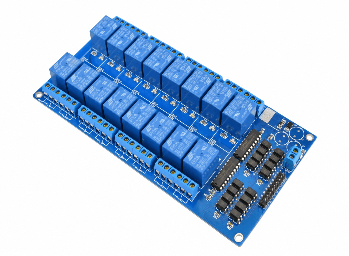 مُبِدِّل ريلاي DC 5V بـ 16 قناة مع عازل ضوئي ومتحكم LM2576 M6 010134 | 16 Channel Relay Shield Module