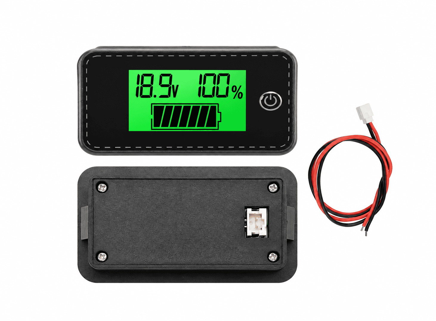 مؤشر سعة بطارية وفولتميتر بشاشة LCD لمدى 5-100V يدعم Li-ion وLiFePO4 والرصاص | DC 5-100V LCD Digital Battery Capacity Indicator and Voltmeter for Li-ion, LiFePO4 and Lead-Acid