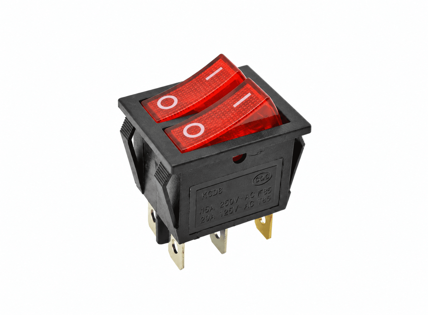 مفتاح هزاز مزدوج ON-OFF وضعين مع إضاءة مزدوجة 15A 250V AC X52295 | Rocker Switch