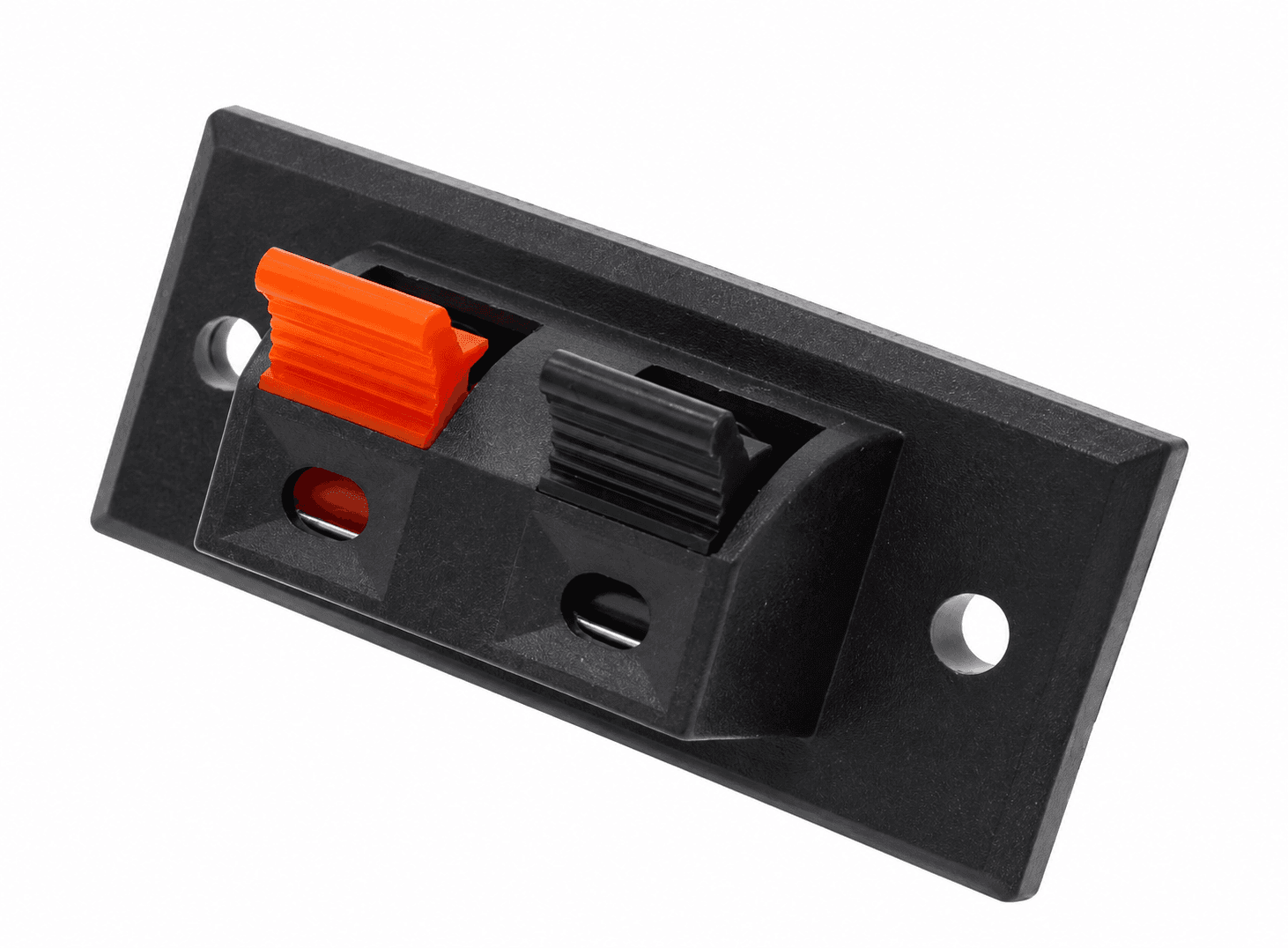 موصل سماعات بطرفين يعمل بالضغط النابضي للتركيب على اللوحة | 2-Way Spring Push-Release Speaker Terminal Connector