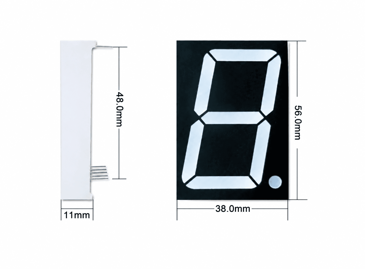 شاشة 7-Segment حمراء موديل 18101AS بخانة واحدة 1.8 inch كاثود مشترك | 18101AS 1.8 inch Single Digit 7-Segment Red LED Display, Common Cathode