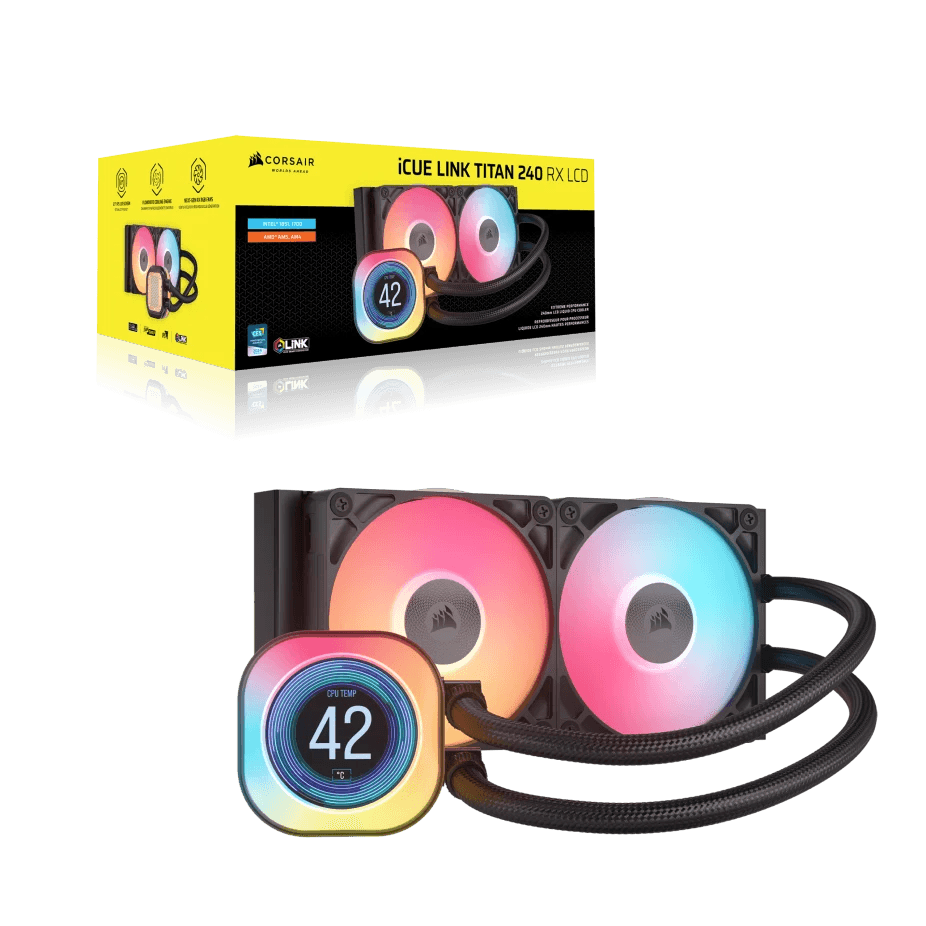 Corsair iCUE Link Titan 240 RX LCD Liquid CPU Cooler, 240mm AIO, Low Noise