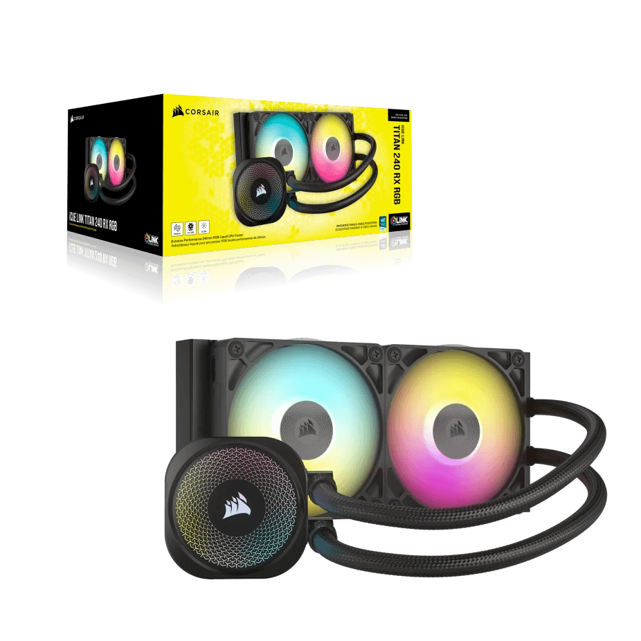 Corsair iCUE Link Titan 240 RX RGB AIO Liquid CPU Cooler, 240mm AIO, Low Noise