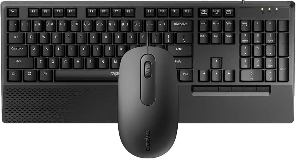 طقم كيبورد وماوس RAPOO NX2000 COMBO (KB+MSE) WIRED USB ARABIC BLACK (NK2000+N200)