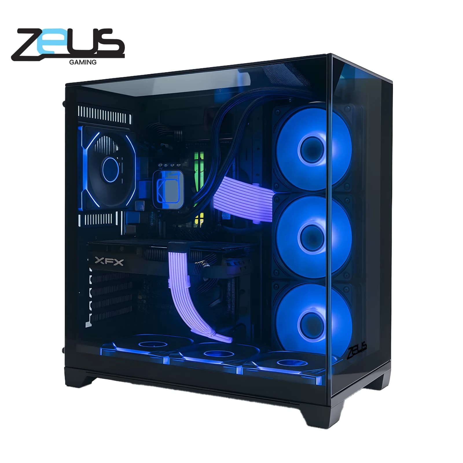 كيس كمبيوتر ZEUS Z9 PRO GLASS PC CASE 4 FAN ARGB (BLACK)