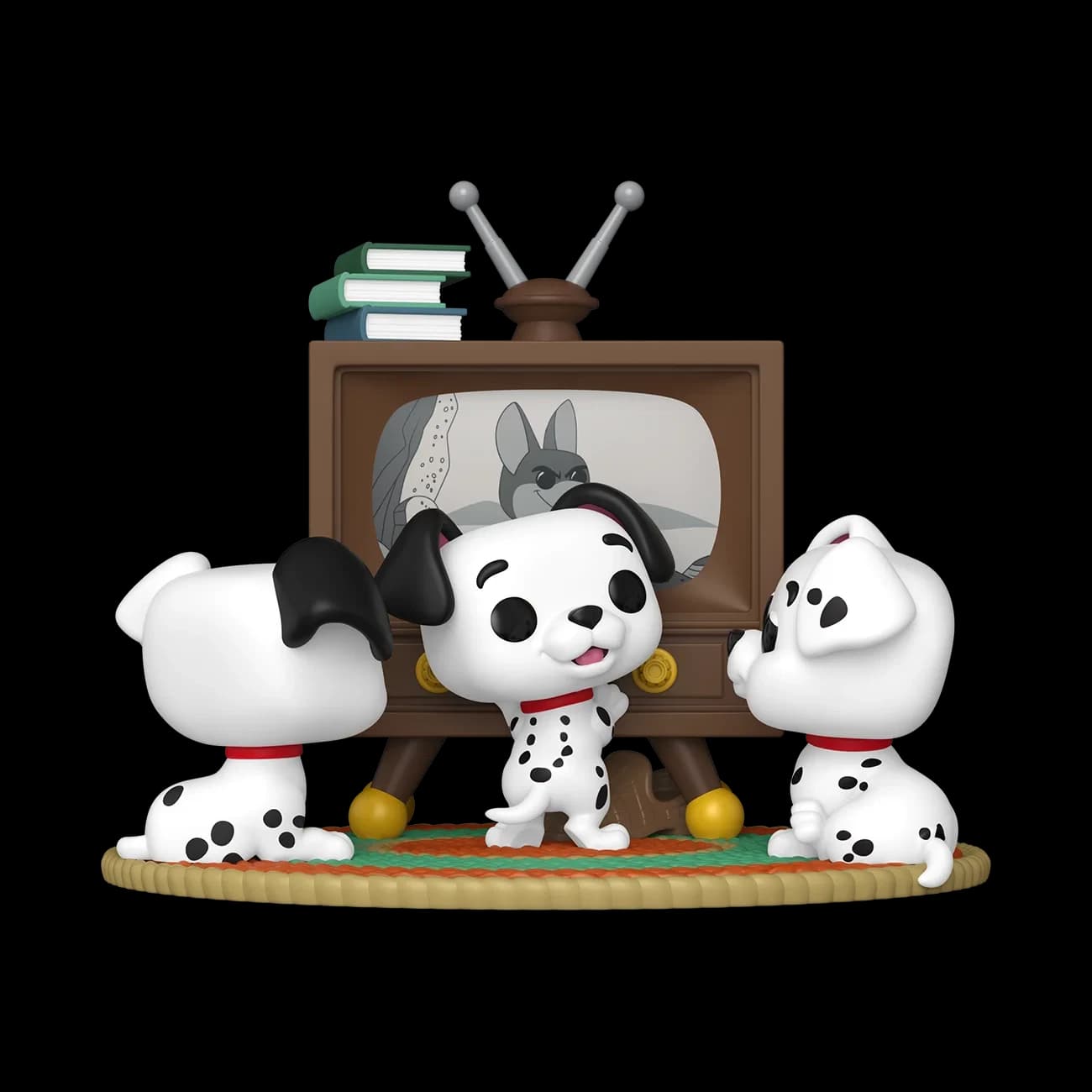 مجسم فانكو بوب! ديزني: Les 101 Dalmatiens #1664: Rolly, Patch & Chanceux avec TV - Moment