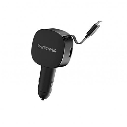 RAVPOWER RP-VC1021 PD PIONEER 60W BUILT IN USB-C CABLE 2C1A CAR CHARGER
