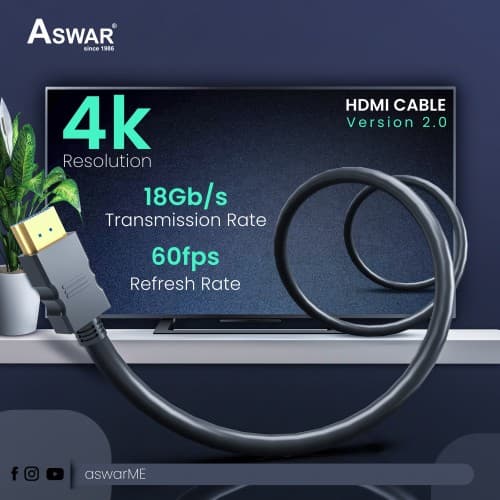 ASWAR HDMI CABLE 2.0V 60HZ 10M ( AS-HD20-10M)